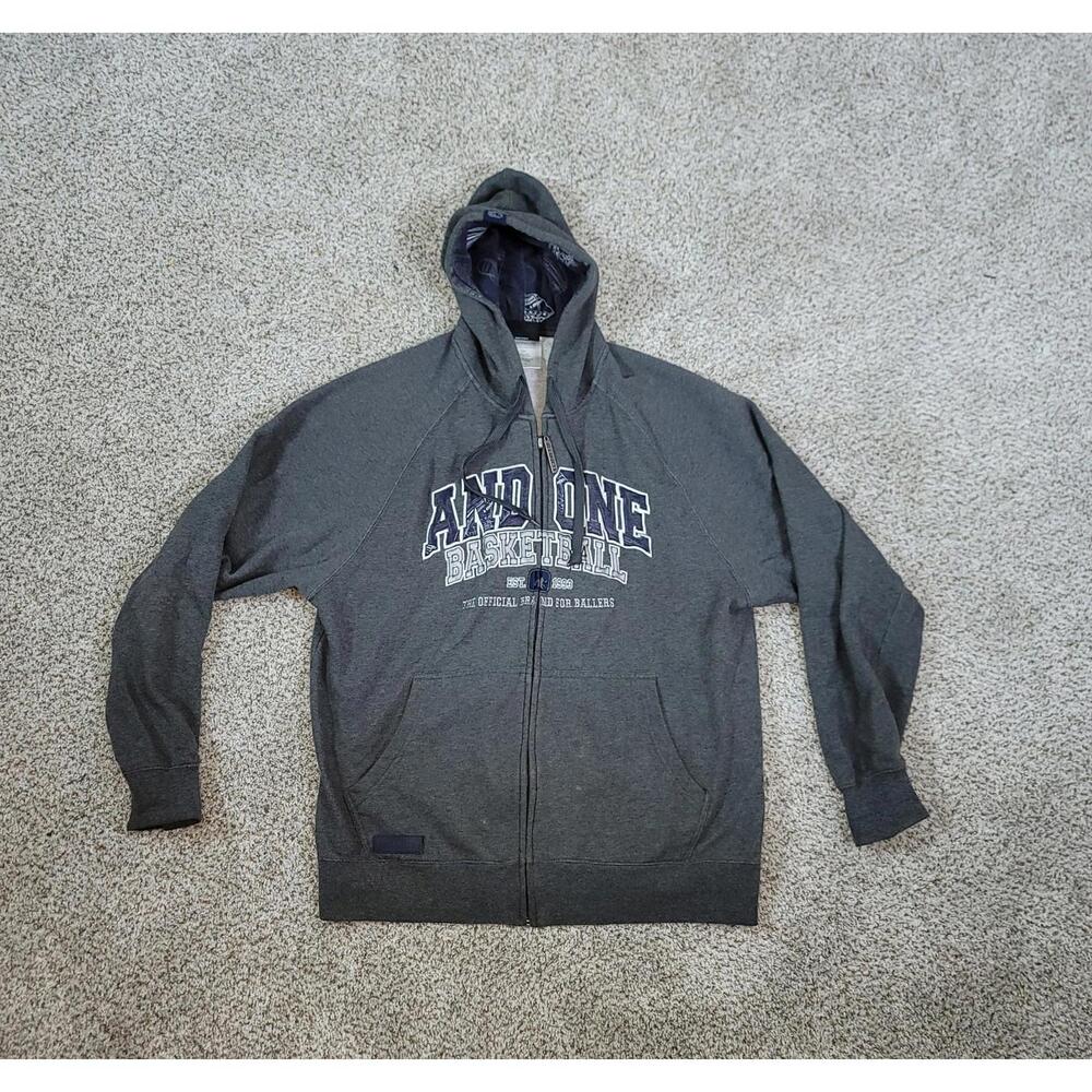 Vintage AND1 And One Basketball Sweatshirt Hoodie XL Mens Full Zip Grey Street